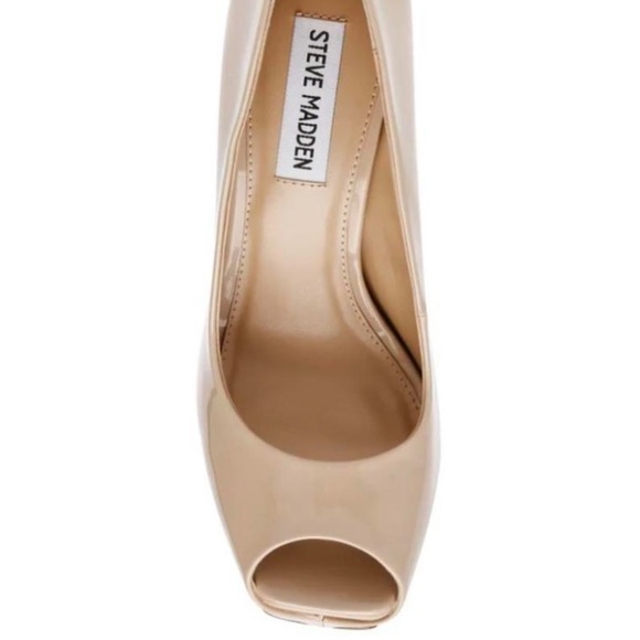 NWOB Steve Madden Presecco High Heel Peep- Toe pump In Nude Size 7.5 - Picture 4 of 8